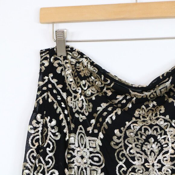 *Le Chateau Black and Gold Sequin Mini Skirt - Picture 4 of 5